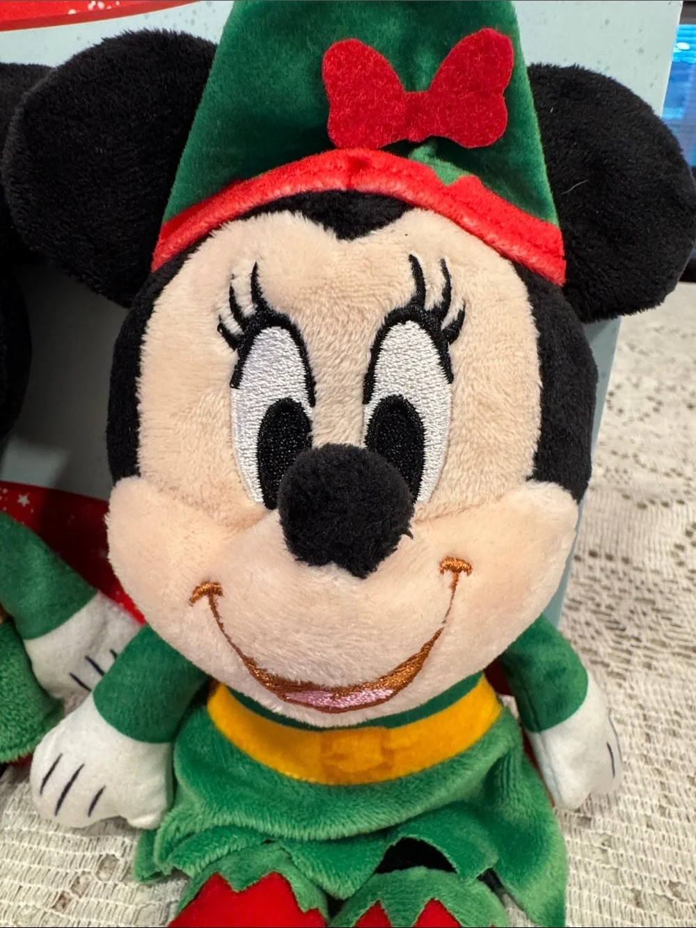 Disney Mickey and Minnie Mouse holiday elf plush dog toys with squeakers NEW